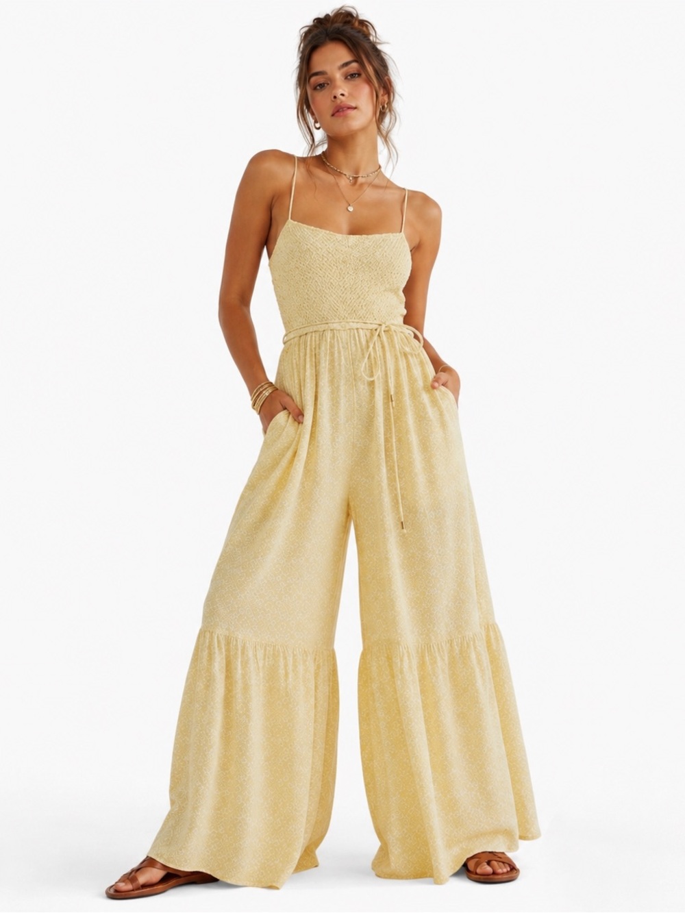 Free People Little of Your Love Wide Leg Summer Jumpsuit Small Resortwear